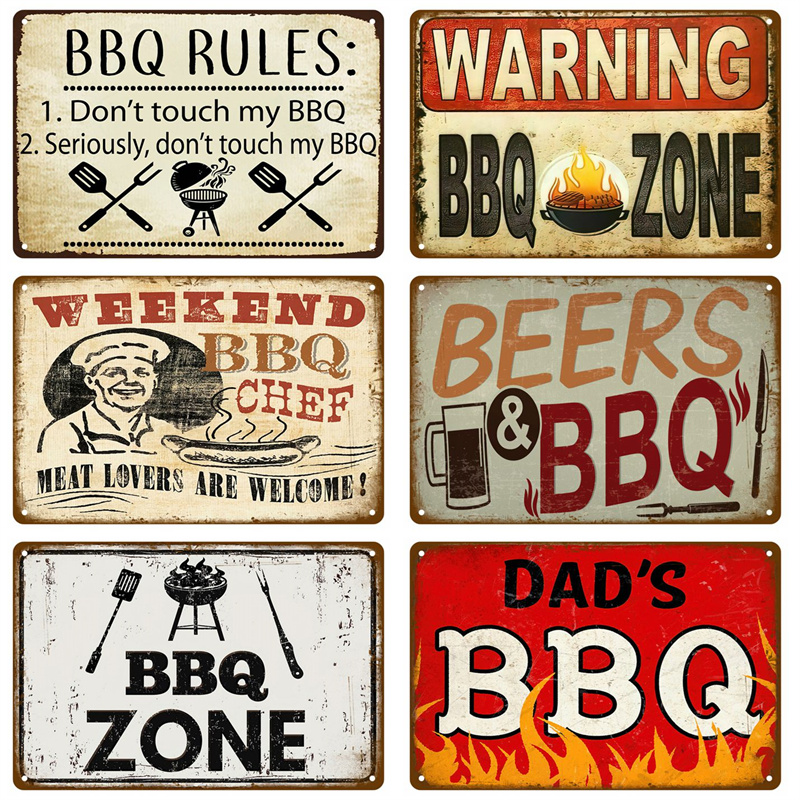 Outdoor Furniture Zone - Tanda timah Vintage dekorasi BBQ, ayah