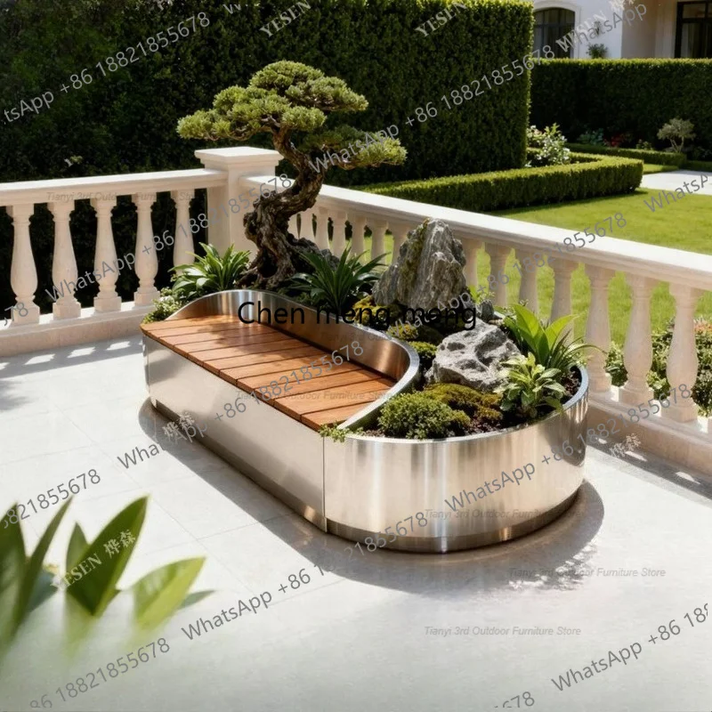 Kotak Bunga Stainless Steel D8 - Outdoor Furniture Bench ulasan dan harga
