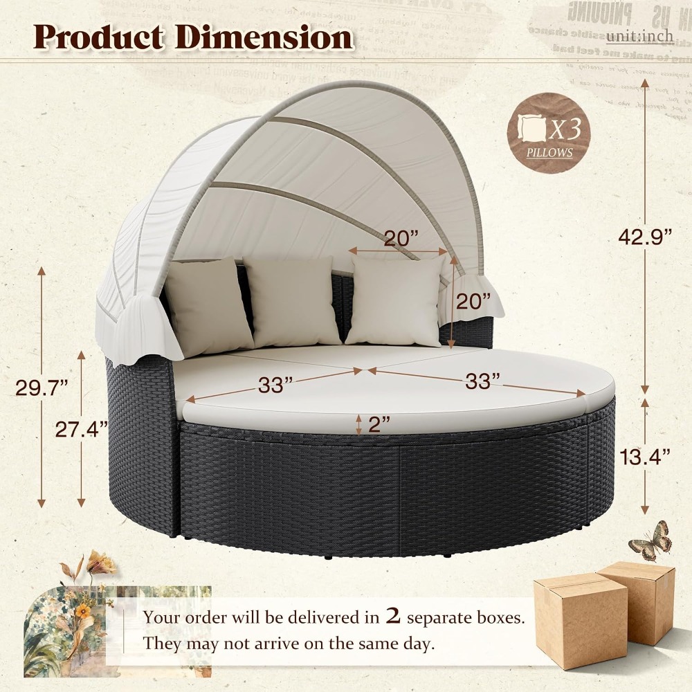 Sofa Daybed Bulat untuk Teras  - Outdoor Furniture For Sale ulasan dan harga